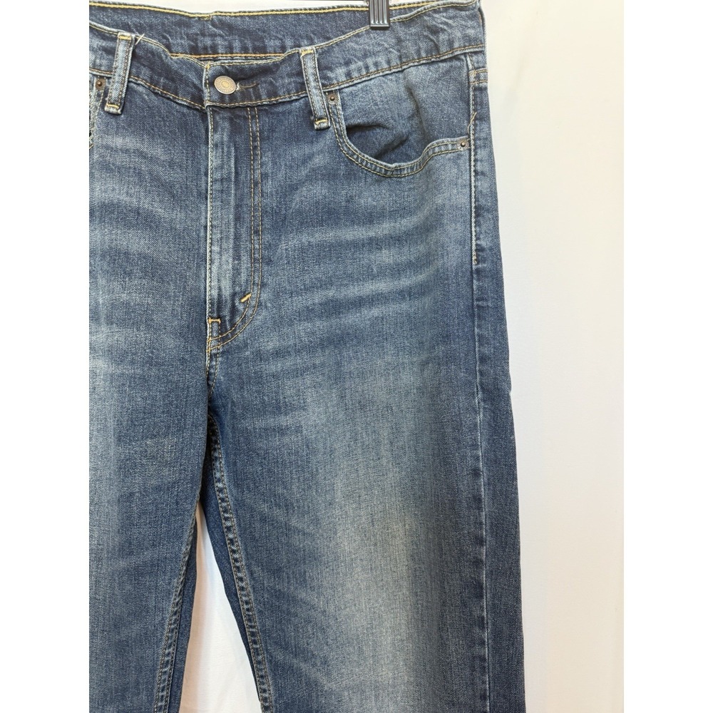 Levis 514 Mens Straight Leg Jeans 36 x 30 Medium‎ Wash Denim Whiskered Preppy - Picture 5 of 10